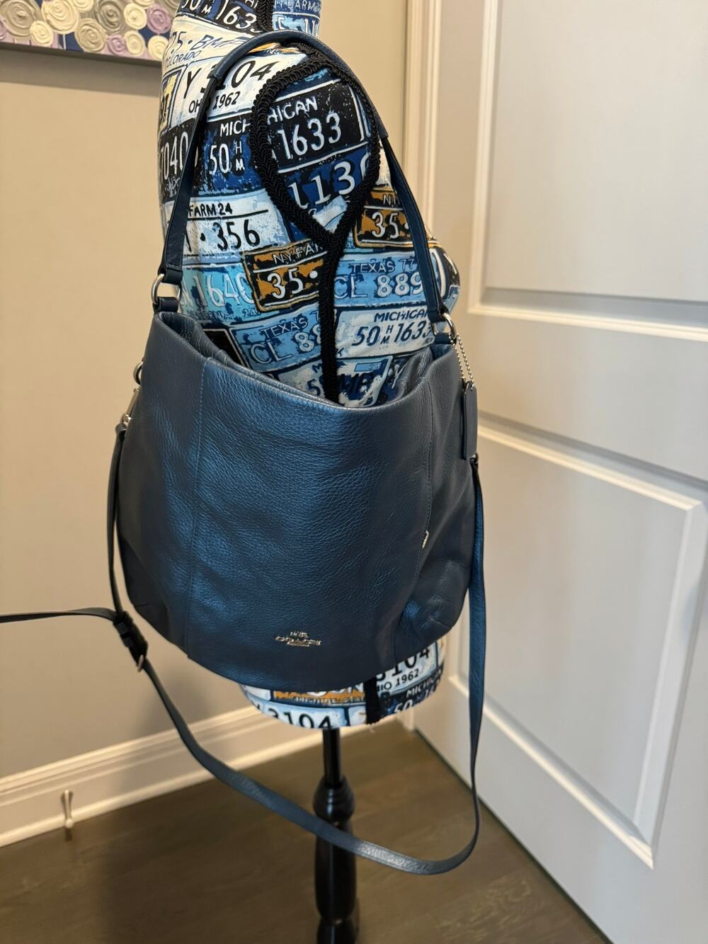 Coach Scout Hobo F34312 Navy Polished Pebble Leather Shoulder Crossbody Bag